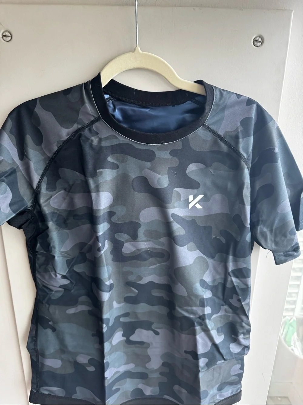 Kewlioo Men’s Heat Trapping Sauna Grey Camo Workout Shirt Size L